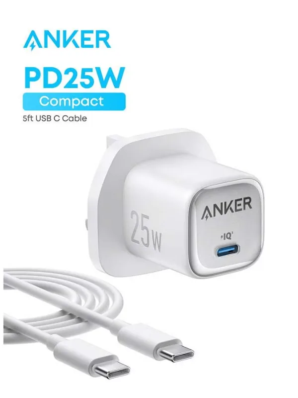 ANKER 25W Fast Charger with USB-C to USB-C Cable