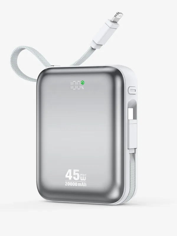 BWOO BO-P78 Power Bank 20000mAh – 45W PD Fast Charging with Built-in Cables & Digital Display