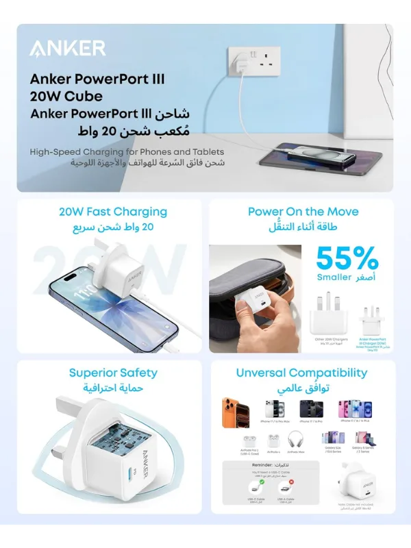 ANKER 20W USB-C Fast Charger - alternate view