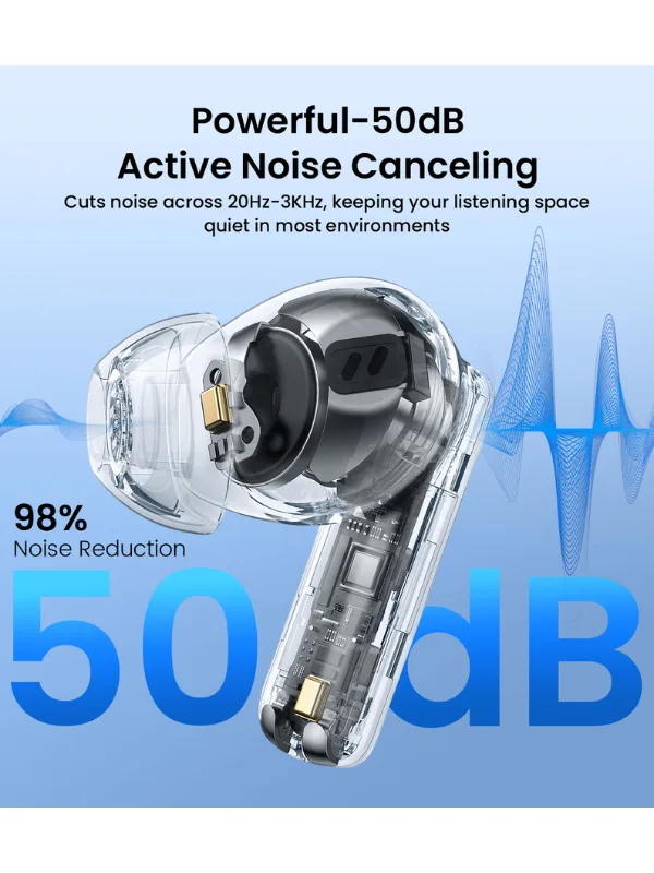 BWOO BO-BW40 Noise Cancellation Wireless Earphones – ANC + ENC, Bluetooth 6.0, 15H Total Playtime - alternate view