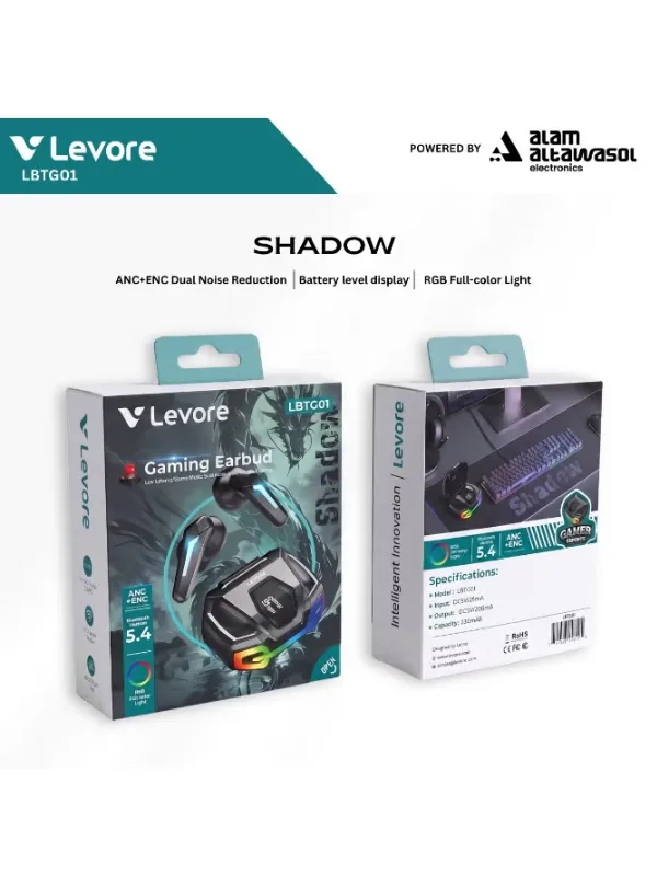 LEVORE LBTG01 Gaming Earbuds – Wireless Bluetooth Gaming Earphones with Microphone - alternate view