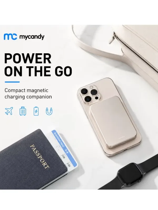 MyCandy PB-D250M Mini Mag Power Bank 5000mAh – 15W Wireless Magnetic Fast Charger - alternate view