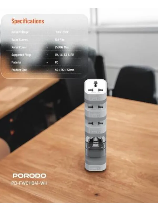 Porodo Global Compatibility Universal AC Adapter