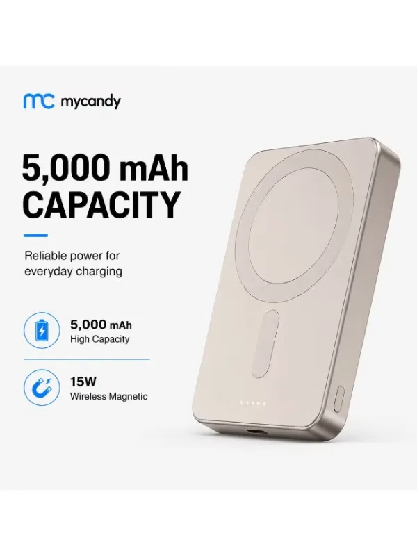 MyCandy PB-D250M Mini Mag Power Bank 5000mAh – 15W Wireless Magnetic Fast Charger