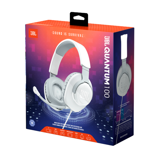 JBL Quantum 100 Wired Over-Ear Gaming Headset  - White